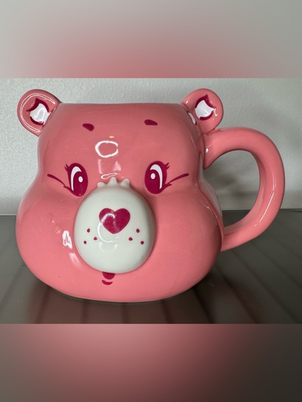 Care Bears cheer bear large  3D Ceramic head Mug 20 oz gift nostalgic mauve fun